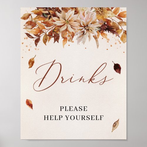 Fall and Autumn Flowers Marigold Boho Drinks sign