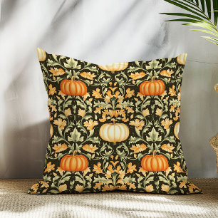Fall and autumn pumpkin Art nouveau William Morris Throw Pillow