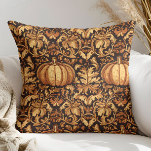 Fall and autumn pumpkin Art nouveau William Morris Throw Pillow