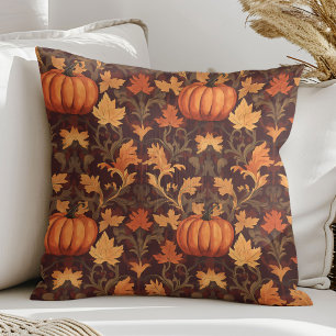 Fall and autumn pumpkin Art nouveau William Morris Throw Pillow