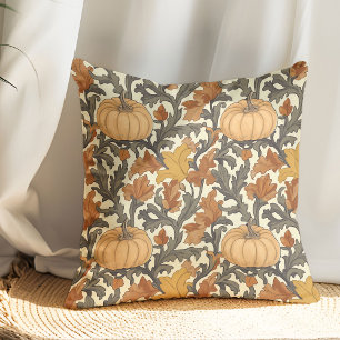 Fall and autumn pumpkin Art nouveau William Morris Throw Pillow