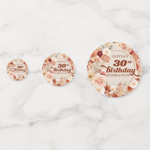 Fall and autumn terracotta flowers 30th birthday confetti