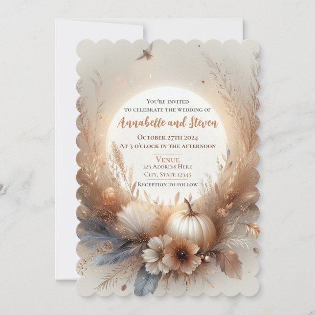 Fall and Autumn Wedding Invitation (Front)