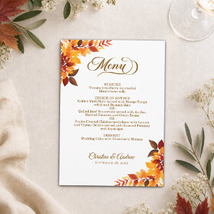 Fall and Love Boho Leaves Wedding Menu