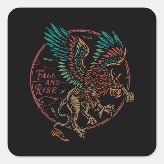 Fall and Rise Colorful Eagle Square Sticker (Front)