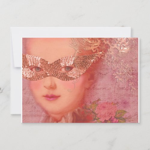 Fall and Winter Ball Masquerade Marie Antoinette Invitation