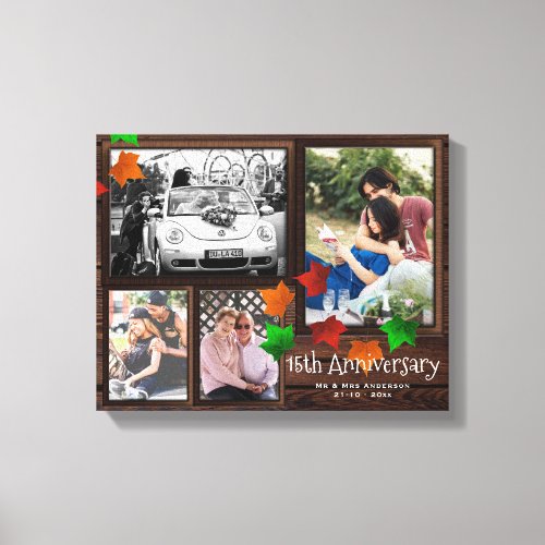 Fall ANNIVERSARY Photo Collage Rustic ADD YEARS Canvas Print