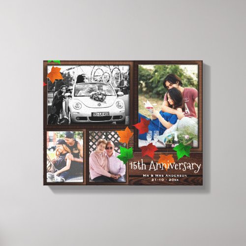 Fall ANNIVERSARY Photo Collage Rustic ADD YEARS Canvas Print