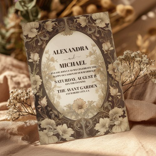 Fall Antique Wedding Art Nouveau  Invitation