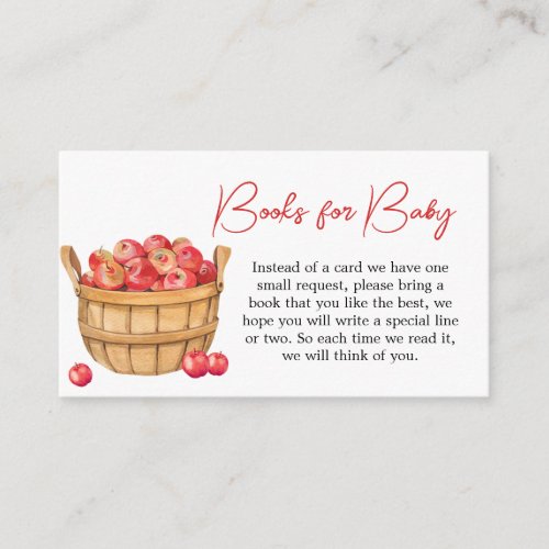 Fall Apple Basket Baby Shower Books for Baby Enclosure Card