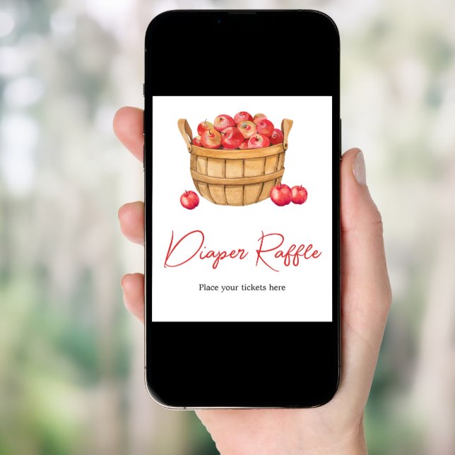 Fall Apple Basket Baby Shower Diaper Raffle Poster (Front Digital)