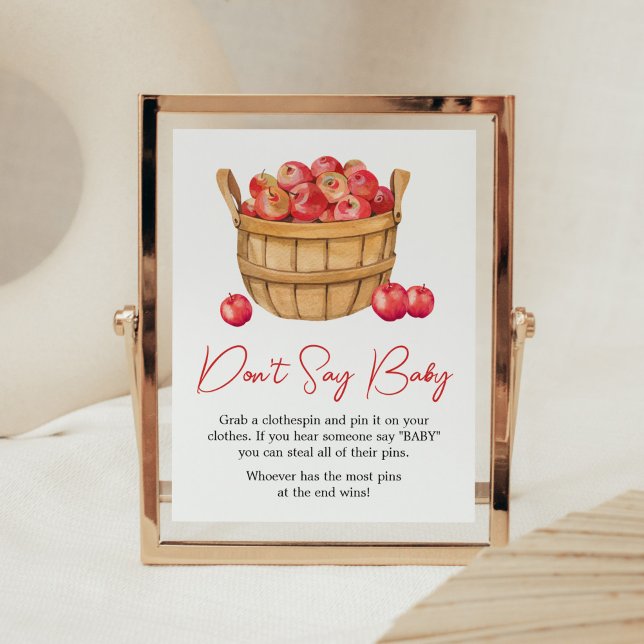 Fall Apple Basket Baby Shower Don't Say Baby Poster (Fall Apple Baby Shower Don't Say Baby Sign)
