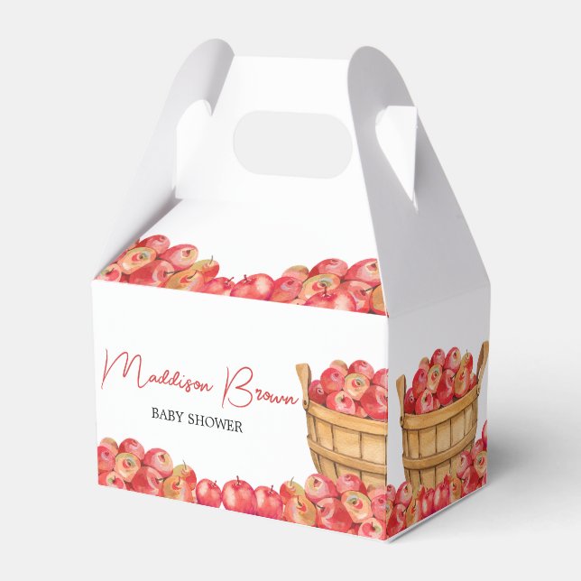 Fall Apple Basket Baby Shower Favor Boxes (Front Side)
