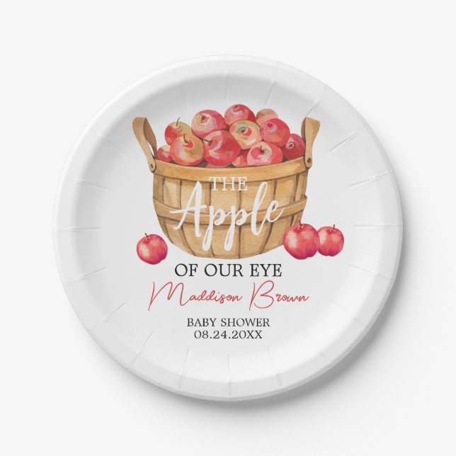 Fall Apple Basket Baby Shower Paper Plates (Front)