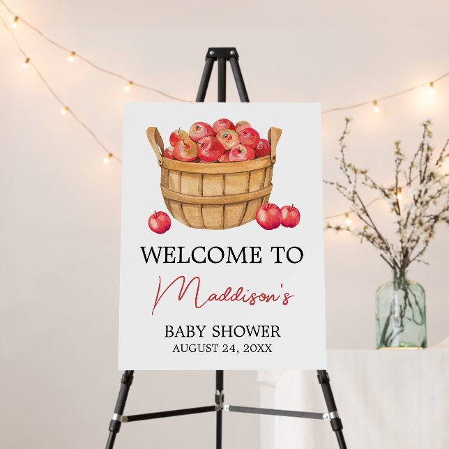 Fall Apple Basket Baby Shower Welcome Sign (In Situ (Stand))