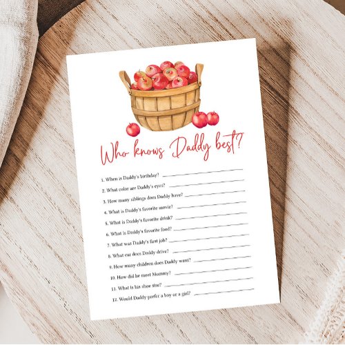 Fall Apple Basket Baby Shower Who Knows Daddy Game