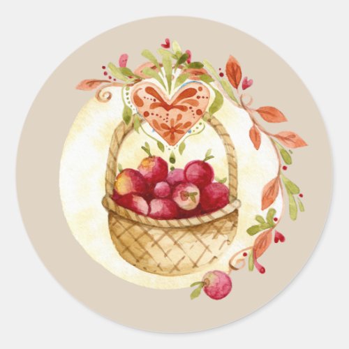 Fall Apple Basket Gift Floral Stickers Seals