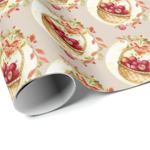 Fall Apple Basket Gift Wrap Wrapping Paper