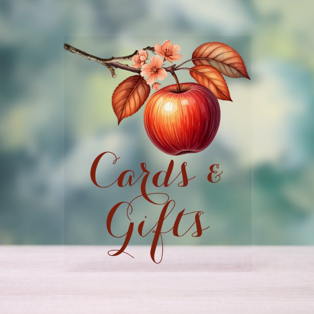 Fall Apple Bridal Shower Cards & Gifts Acrylic Sign (Neutral)