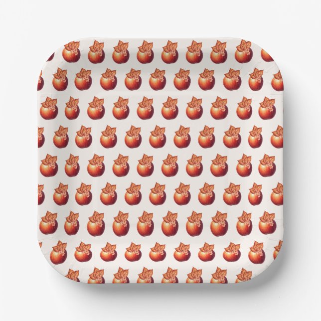 Fall Apple Bridal Shower Paper Plates (Front)