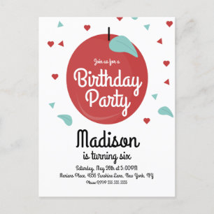 Fall Apple Confetti Hearts Birthday Invitation Postcard