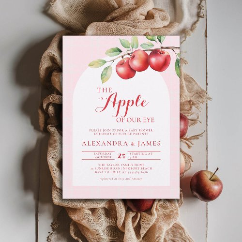Fall Apple Harvest Boho Coed Pink Cute Girl Shower Invitation