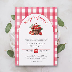 Fall Apple Harvest Rustic Red Couple Baby Shower Invitation