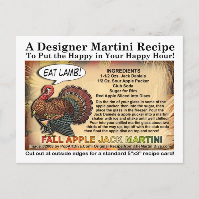 Fall Apple Jack Thanksgiving Martini Recipe Card (Front)