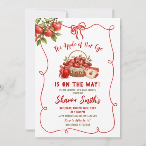 Fall Apple of my eye baby shower invitation