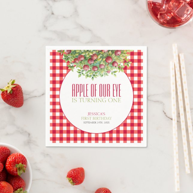 Fall Apple of Our Eye First Birthday Napkins (Insitu)