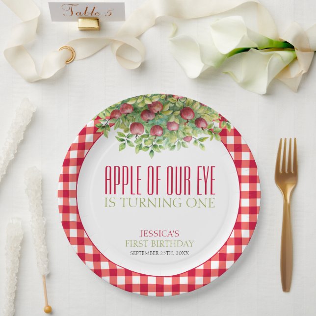 Fall Apple of Our Eye First Birthday Paper Plates (Wedding)