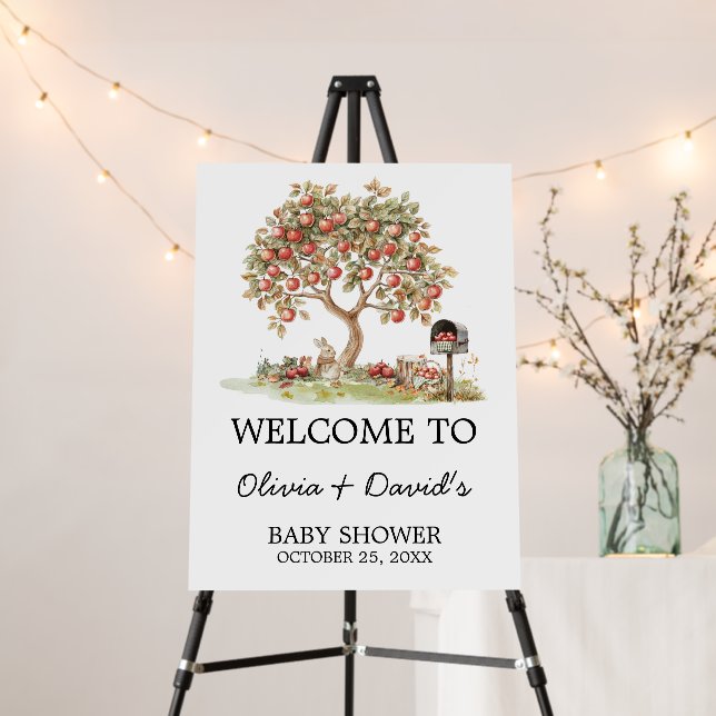 Fall Apple of our Eyes Baby Shower Welcome Sign (In Situ (Stand))