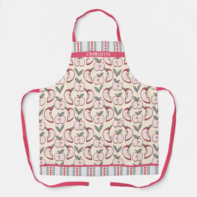 Fall Apple Pattern with Stripes Apron (Front)