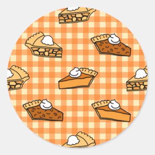 Fall Apple Pumpkin and Pecan Pie Pattern Classic Round Sticker
