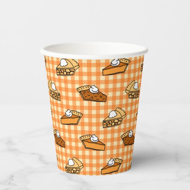 Fall Apple Pumpkin and Pecan Pie Pattern Paper Cups (Front)
