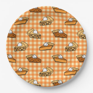 Fall Apple Pumpkin and Pecan Pie Pattern Paper Plates