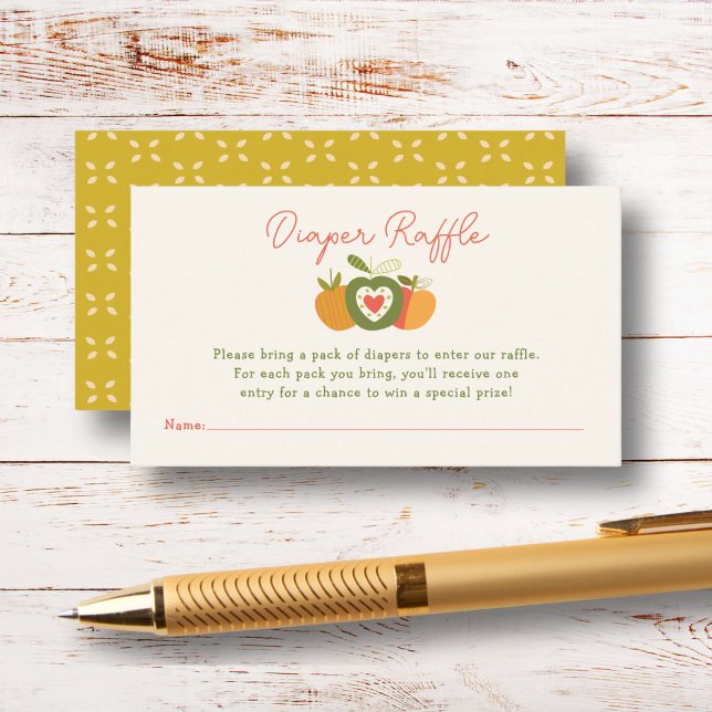 Fall Apple Theme Baby Shower Diaper Raffle Enclosure Card (Creator Uploaded)