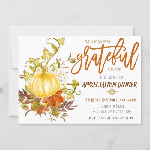 Fall Appreciation Invitation Grateful For You Invitation