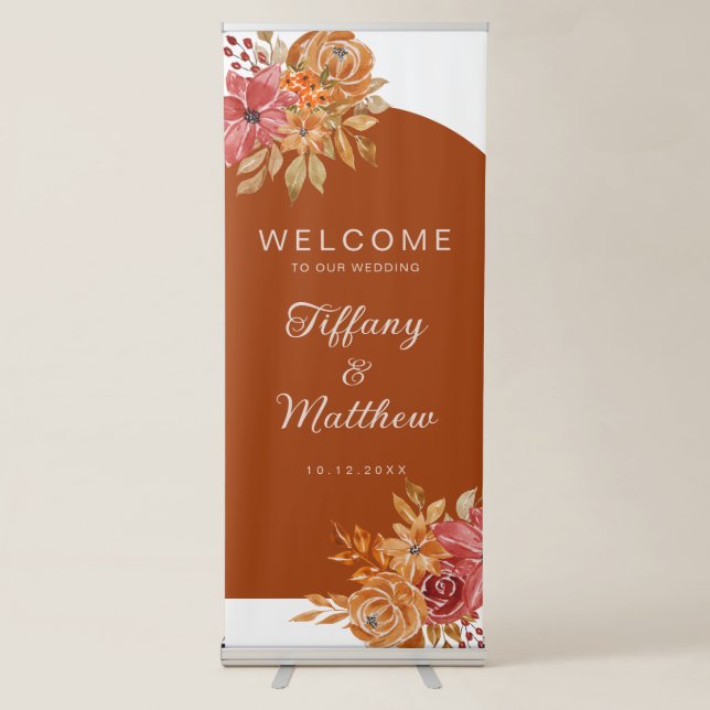 Fall Arch Autumn Wedding Welcome Retractable Banner (Front)