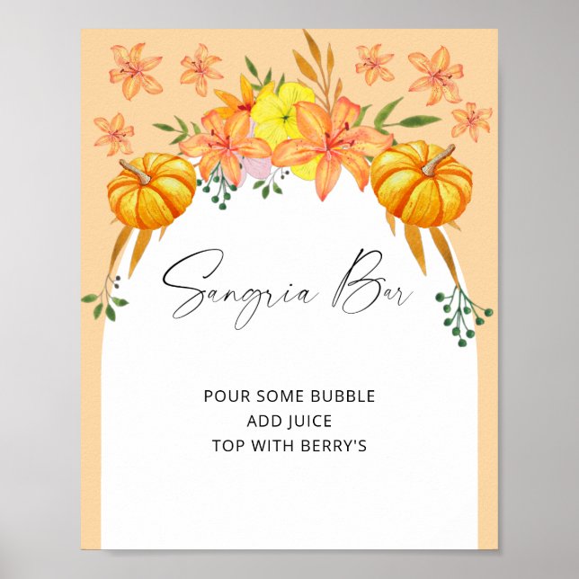 Fall arch bridal shower - sangria bar poster (Front)