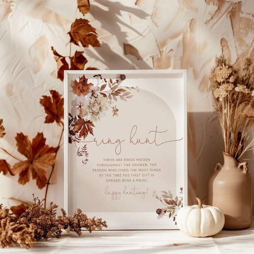 Fall arch ring hunt bridal shower game poster