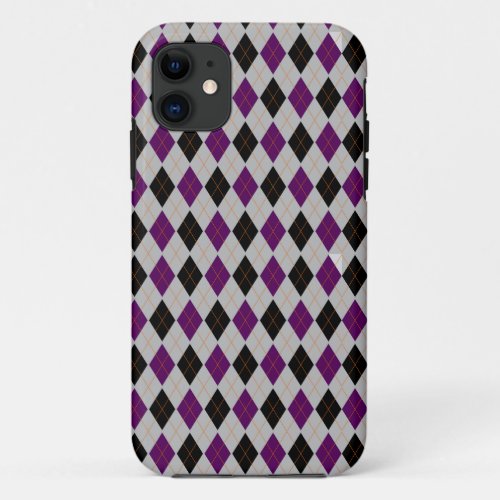 Fall Argyle Black Purple Pattern iPhone 11 Case