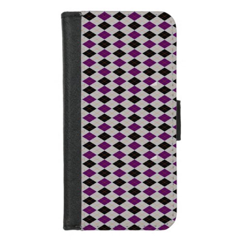 Fall Argyle Black Purple Pattern iPhone 87 Wallet Case