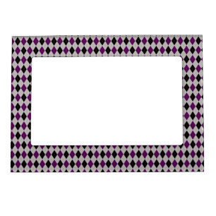 Fall Argyle Black Purple Pattern Magnetic Frame