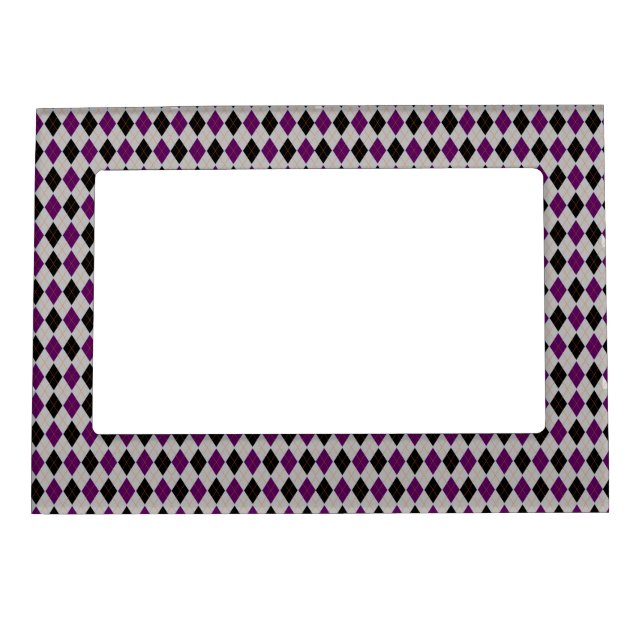 Fall Argyle Black Purple Pattern Magnetic Frame (Front)