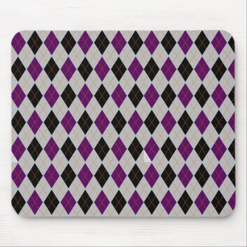 Fall Argyle Black Purple Pattern Mouse Pad