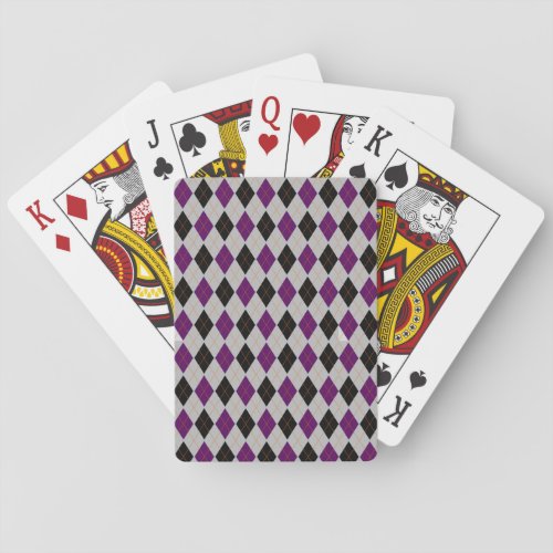 Fall Argyle Black Purple Pattern Poker Cards