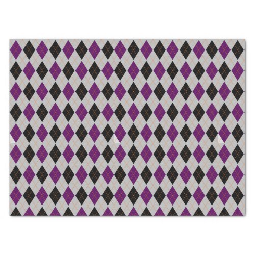 Fall Argyle Black Purple Pattern Tissue Paper