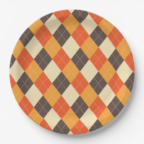 Fall Argyle Paper Plate