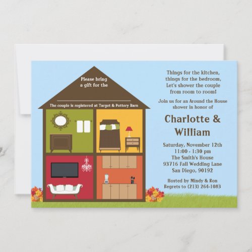 Fall Around the House Shower Bridal Shower Custom Announcement